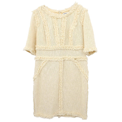 Chanel 2010 Short Sleeve Tweed Dress Ivory #42
