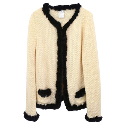 Chanel 2003 Fur Knit Cardigan Ivory #42
