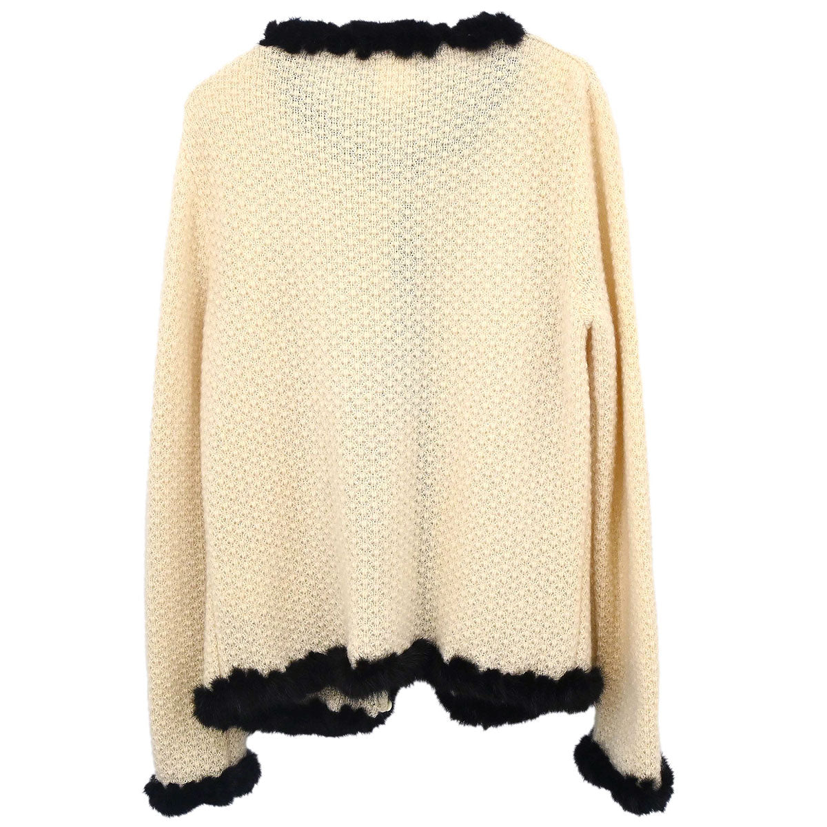 Chanel 2003 Fur Knit Cardigan Ivory #42