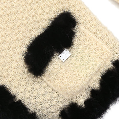 Chanel 2003 Fur Knit Cardigan Ivory #42