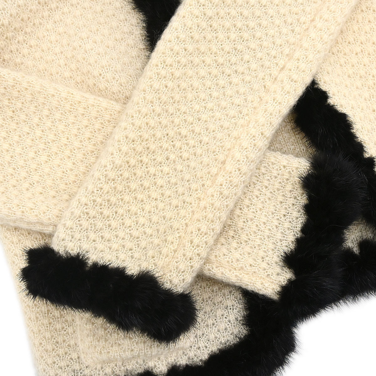 Chanel 2003 Fur Knit Cardigan Ivory #42