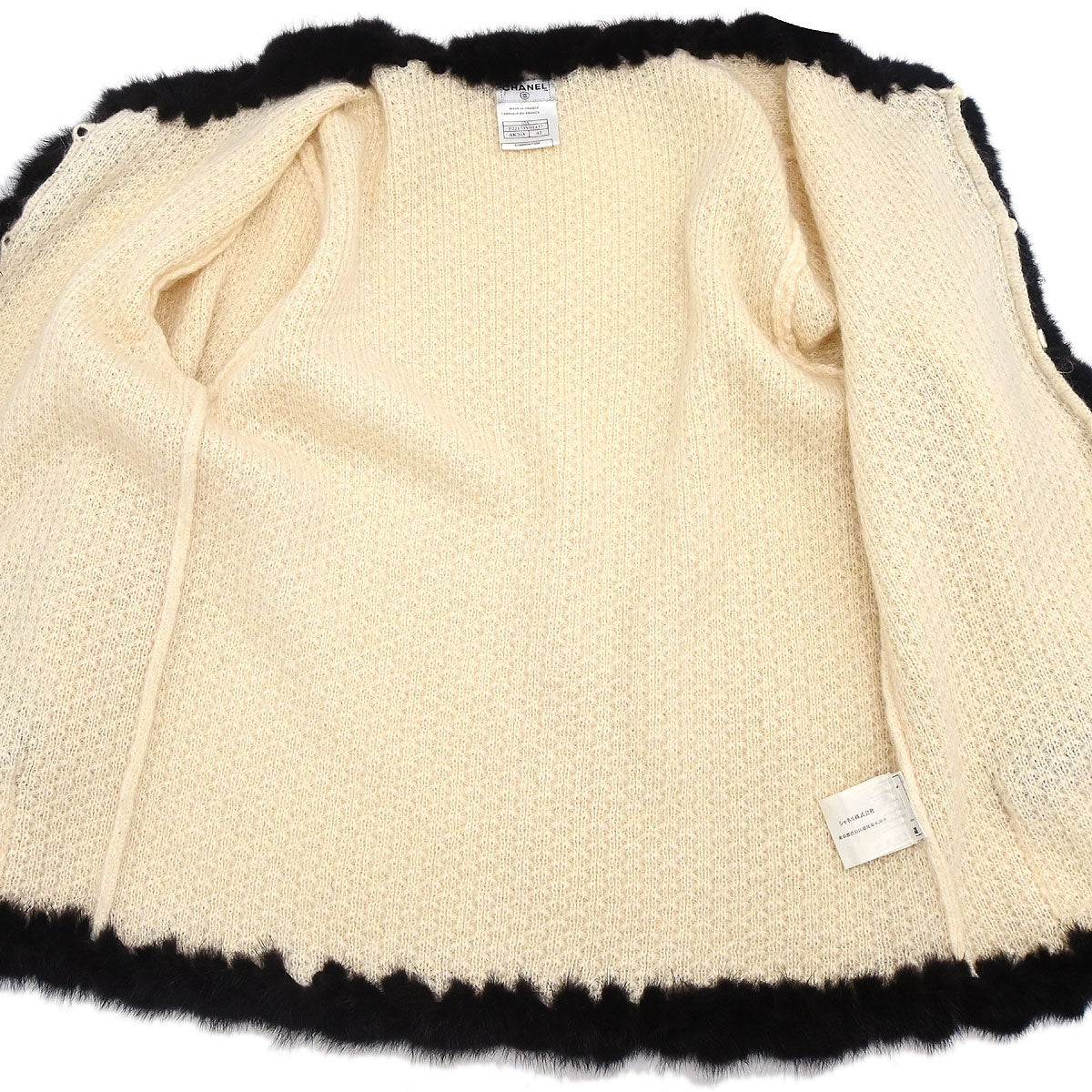 Chanel 2003 Fur Knit Cardigan Ivory #42