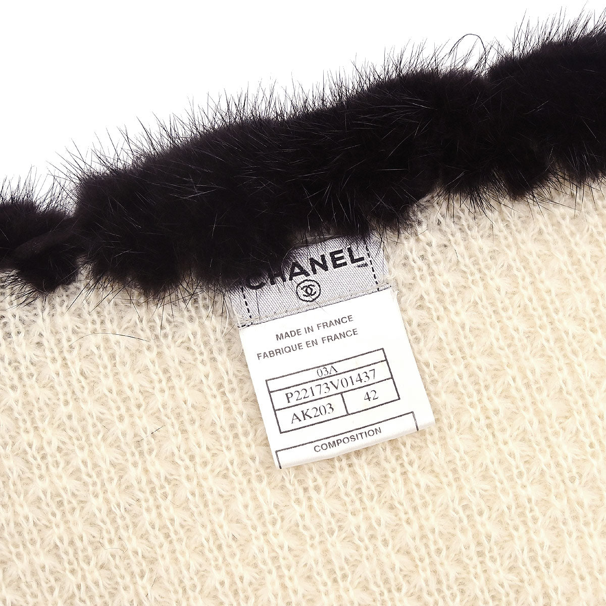 Chanel 2003 Fur Knit Cardigan Ivory #42