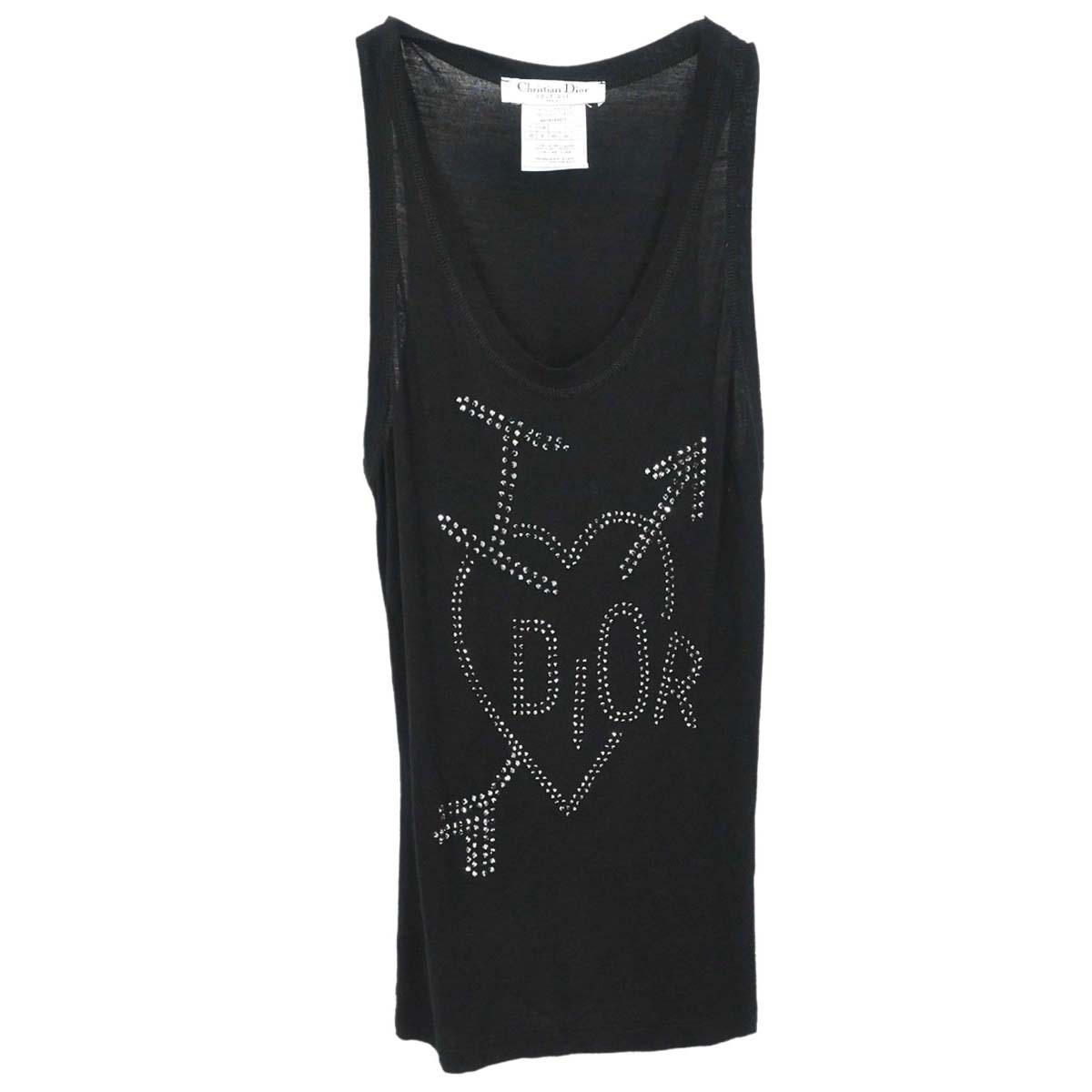 Christian Dior 2004 Sleeveless Tank Top Heart And Arrow Black #36