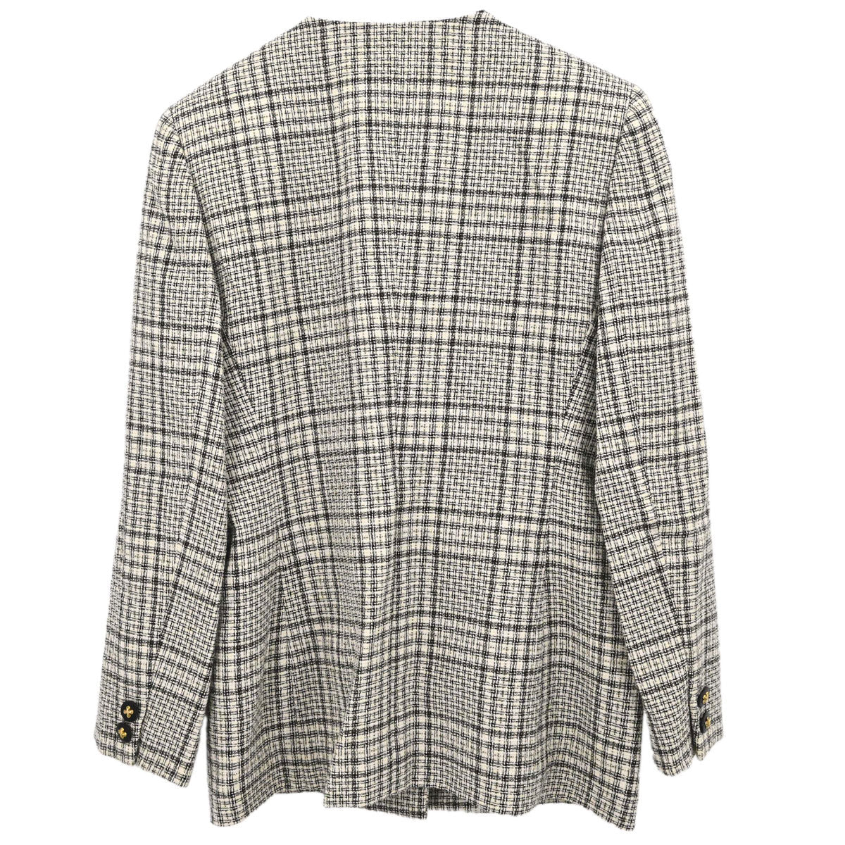 Burberrys Collarless Check Jacket Gray #34-36