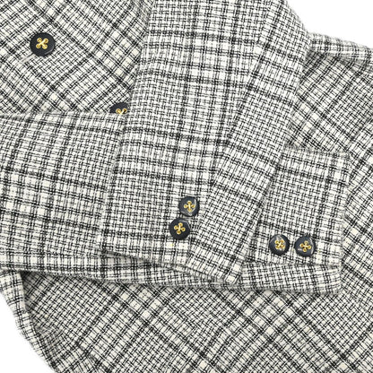 Burberrys Collarless Check Jacket Gray #34-36