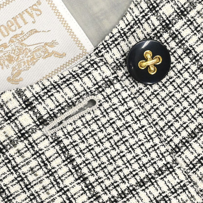 Burberrys Collarless Check Jacket Gray #34-36