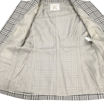 Burberrys Collarless Check Jacket Gray #34-36