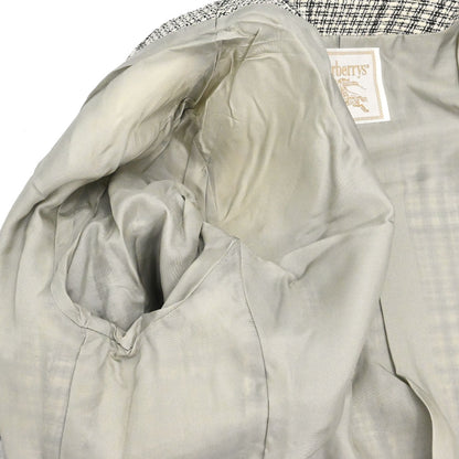 Burberrys Collarless Check Jacket Gray #34-36
