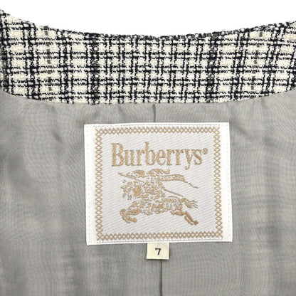 Burberrys Collarless Check Jacket Gray #34-36
