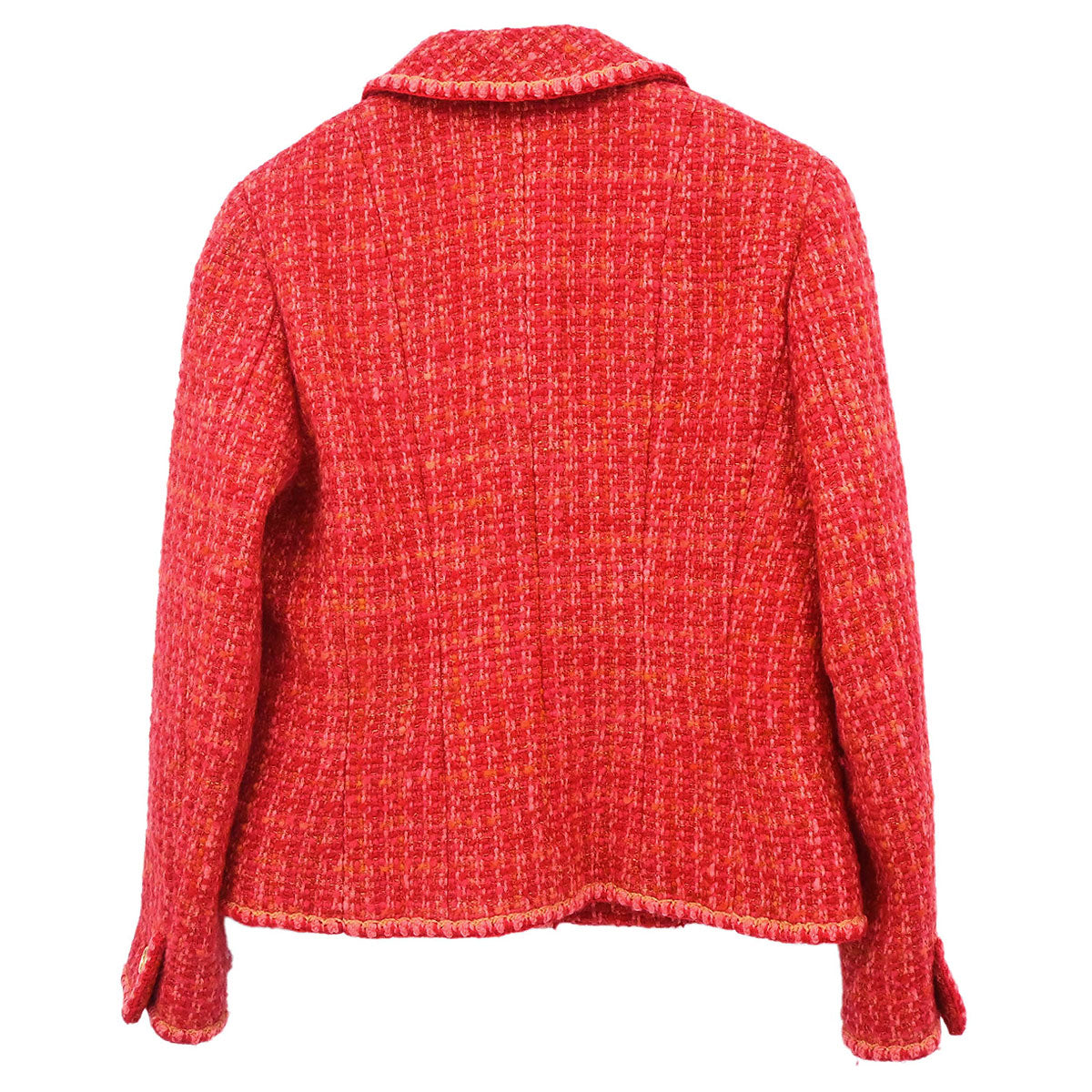 Chanel 2001 Single Breasted Jacket Tweed Red #40