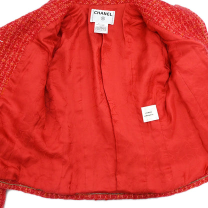 Chanel 2001 Single Breasted Jacket Tweed Red #40