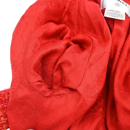 Chanel 2001 Single Breasted Jacket Tweed Red #40