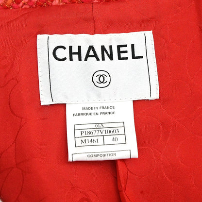 Chanel 2001 Single Breasted Jacket Tweed Red #40
