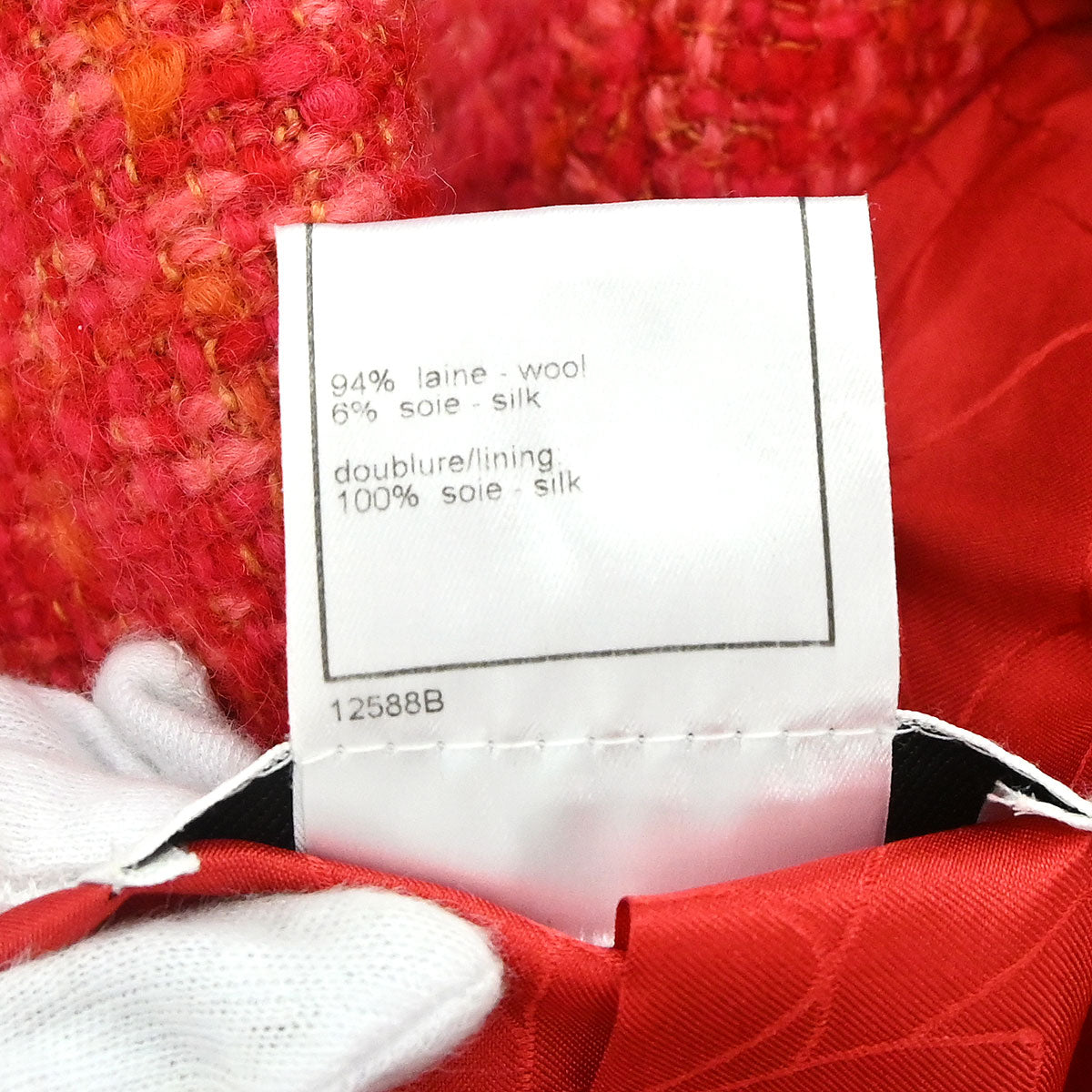 Chanel 2001 Single Breasted Jacket Tweed Red #40