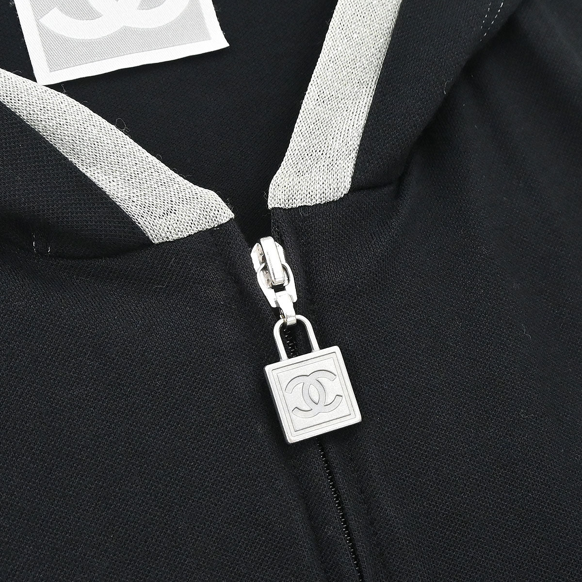 Chanel 2006 Sport Line Zip Up Hooded Jacket Black #36