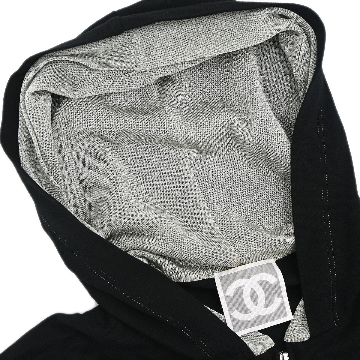 Chanel 2006 Sport Line Zip Up Hooded Jacket Black #36