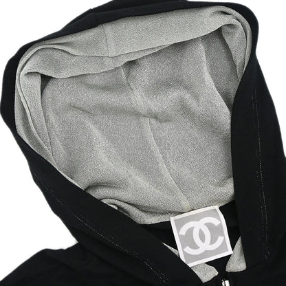 Chanel 2006 Sport Line Zip Up Hooded Jacket Black #36