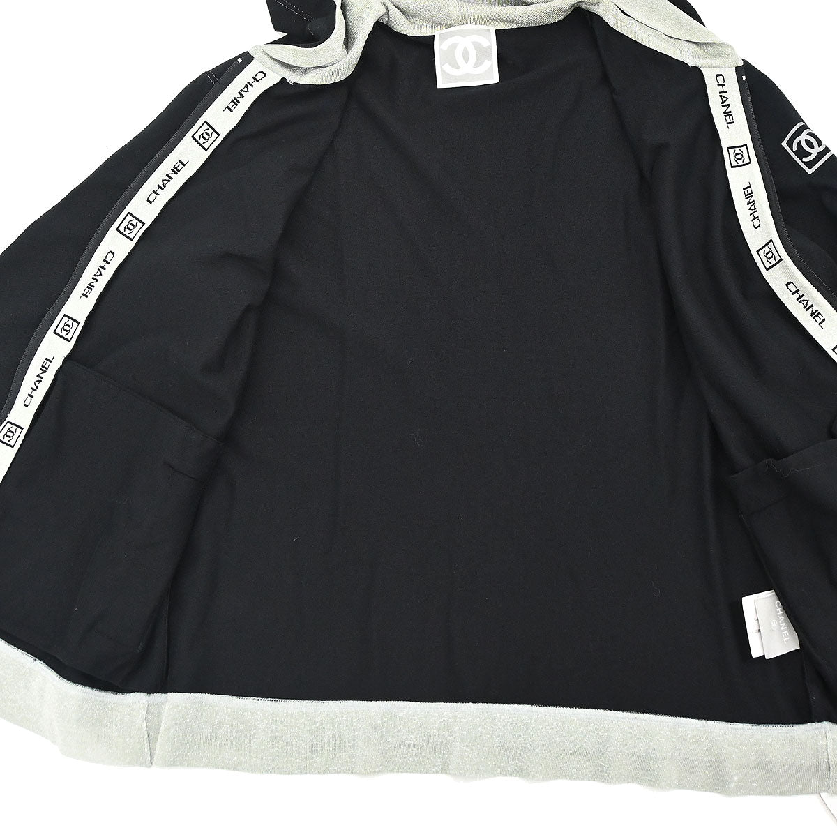Chanel 2006 Sport Line Zip Up Hooded Jacket Black #36