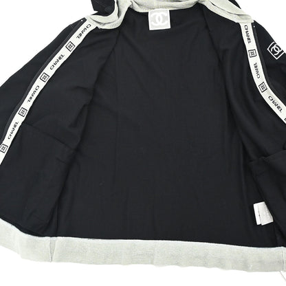 Chanel 2006 Sport Line Zip Up Hooded Jacket Black #36