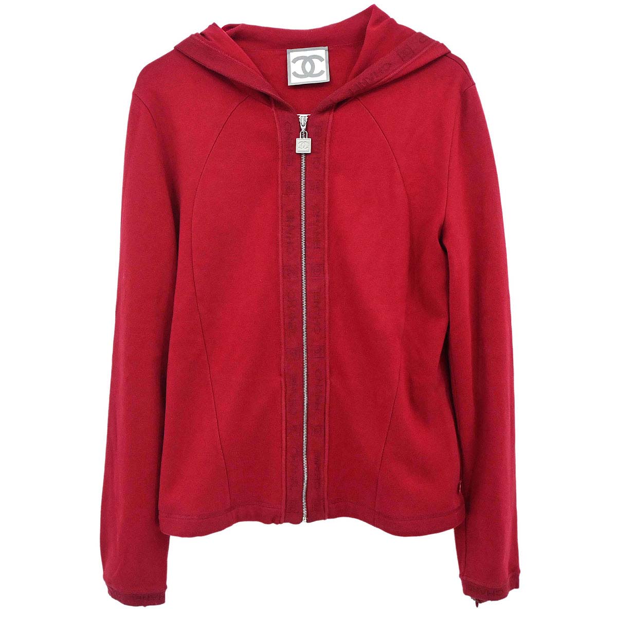 Chanel 2006 Sport Line Zip Up Hooded Jacket Red #38