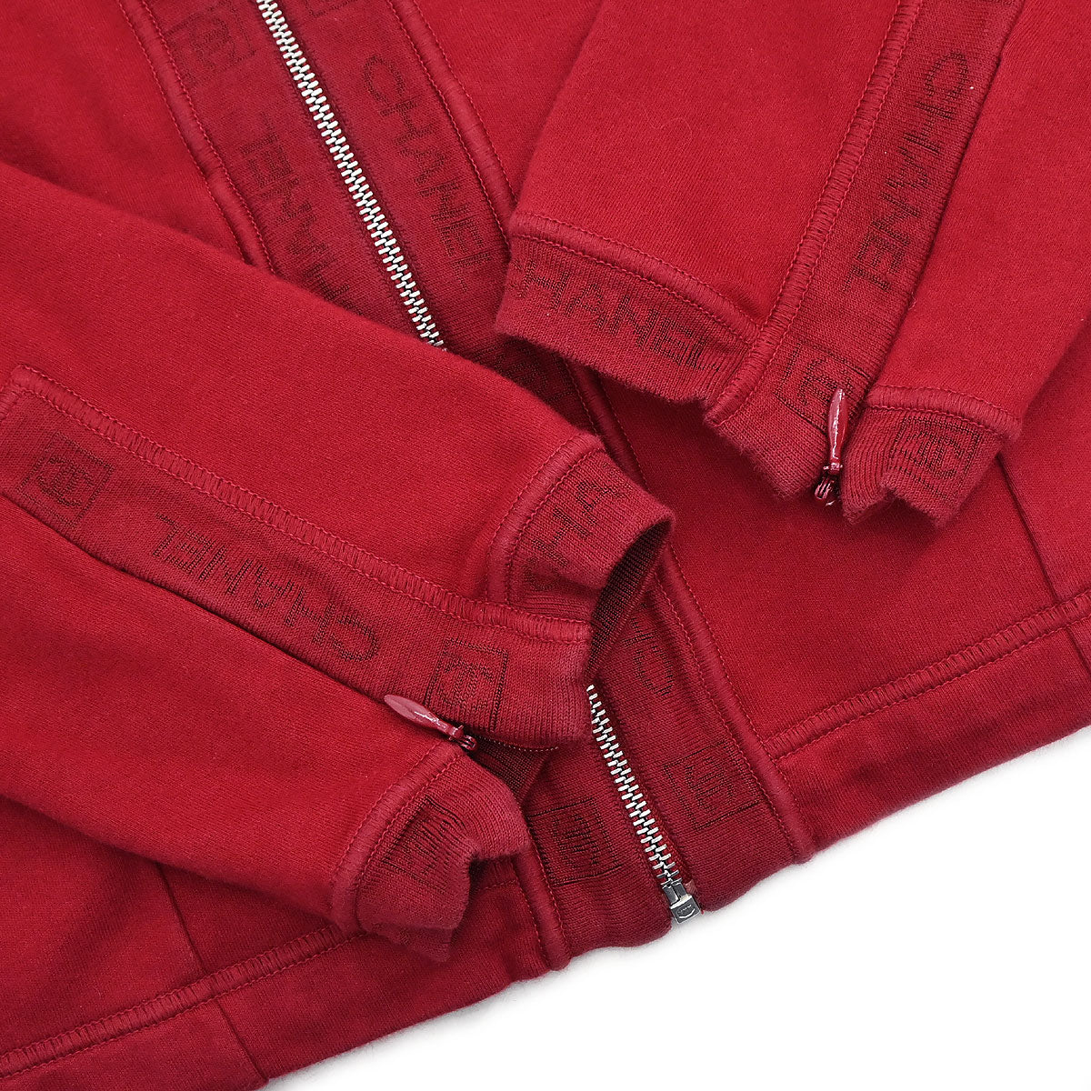 Chanel 2006 Sport Line Zip Up Hooded Jacket Red #38