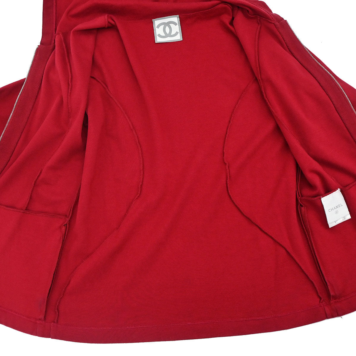Chanel 2006 Sport Line Zip Up Hooded Jacket Red #38