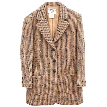 Chanel 1997 Tweed Single Breasted Jacket Pink #36