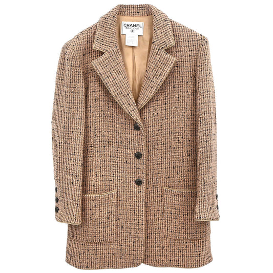 Chanel 1997 Tweed Single Breasted Jacket Pink #36