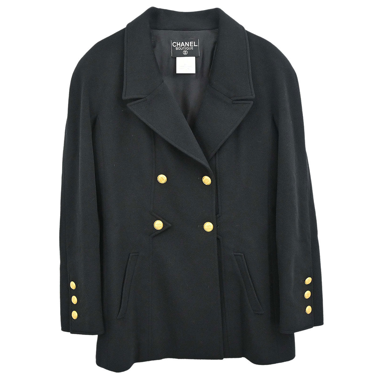 Chanel 1996 Double Breasted Jacket Black #42