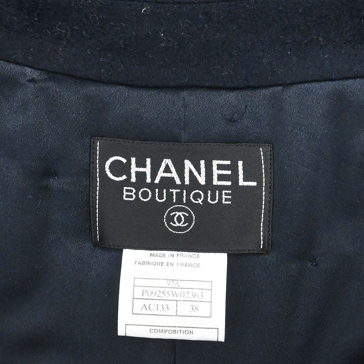 Chanel 1997AW Cashmere Coat Navy #38