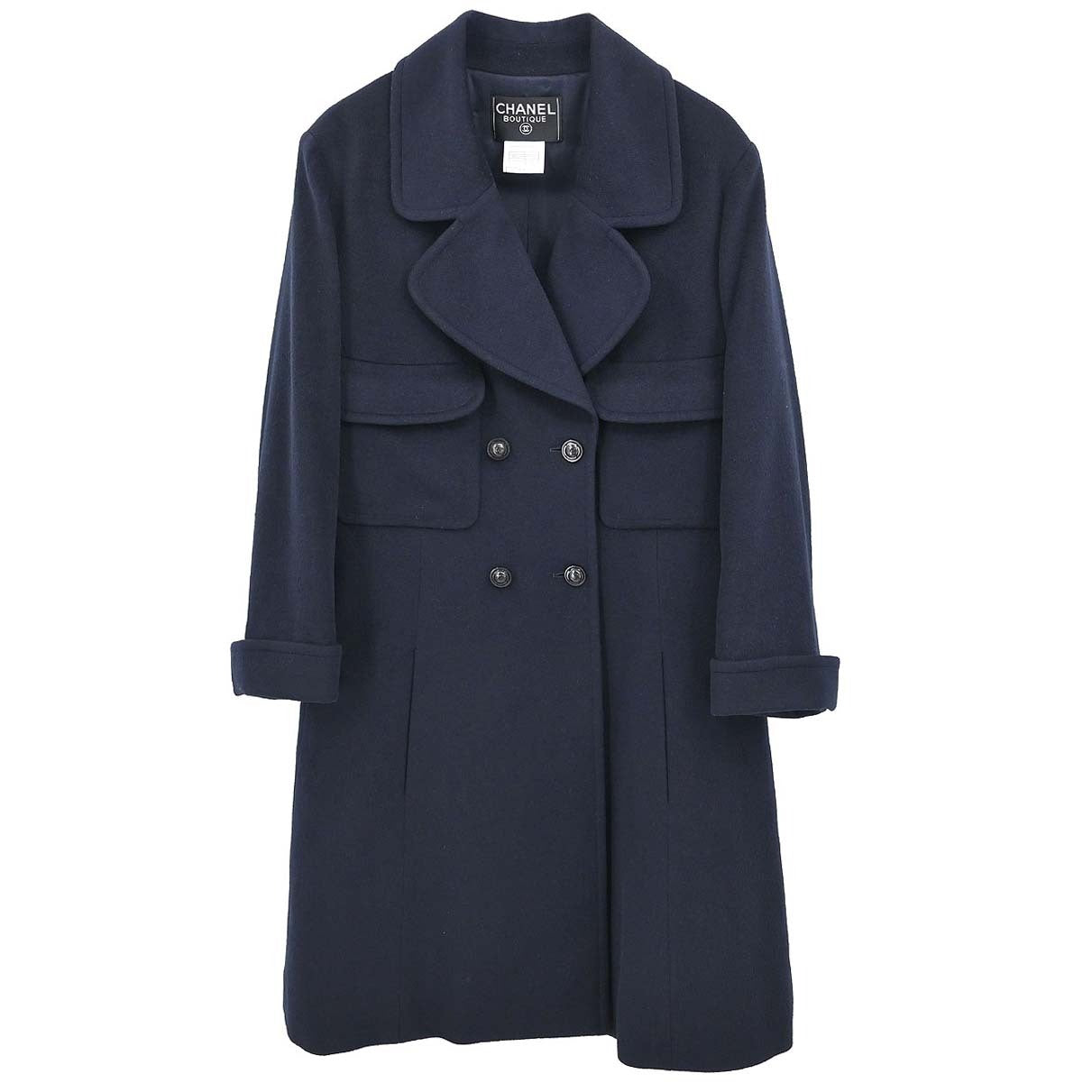 Chanel 1997AW Cashmere Coat Navy #38