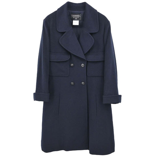 Chanel 1997AW Cashmere Coat Navy #38