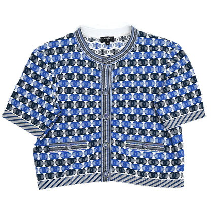 Chanel 2018-2019 Short Sleeve Knit CC Cardigan Blue #40