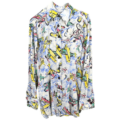 Chanel 1994SS Airplane Print Silk Shirt