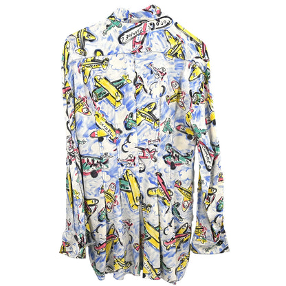 Chanel 1994SS Airplane Print Silk Shirt