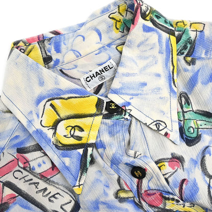 Chanel 1994SS Airplane Print Silk Shirt