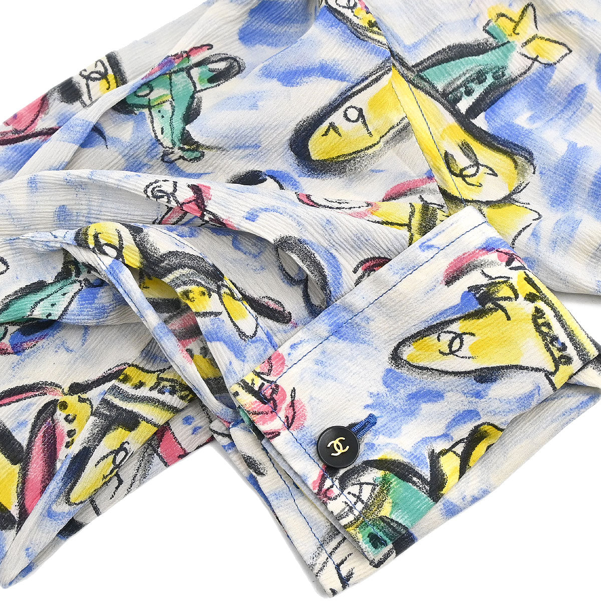 Chanel 1994SS Airplane Print Silk Shirt
