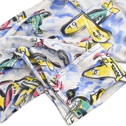 Chanel 1994SS Airplane Print Silk Shirt