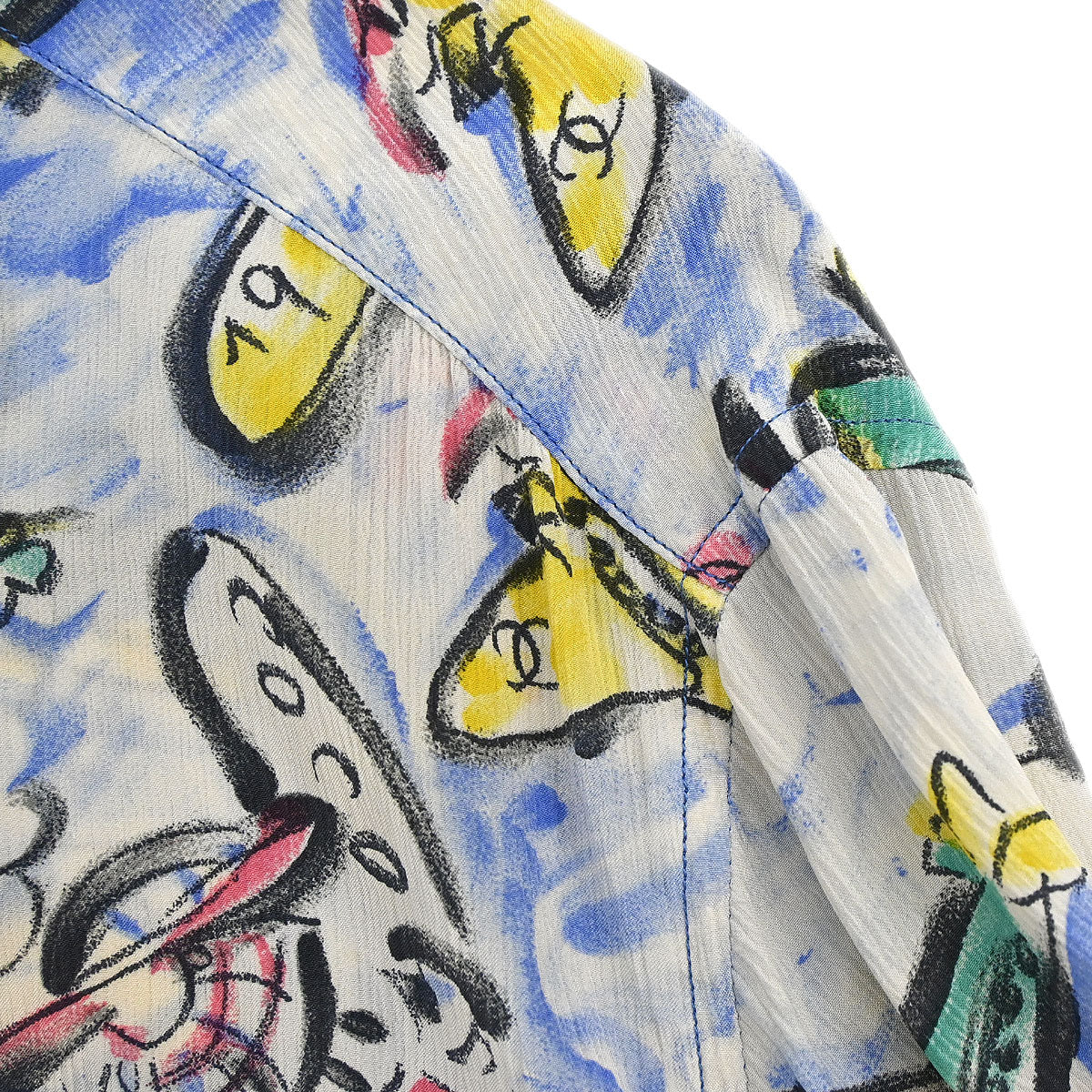 Chanel 1994SS Airplane Print Silk Shirt