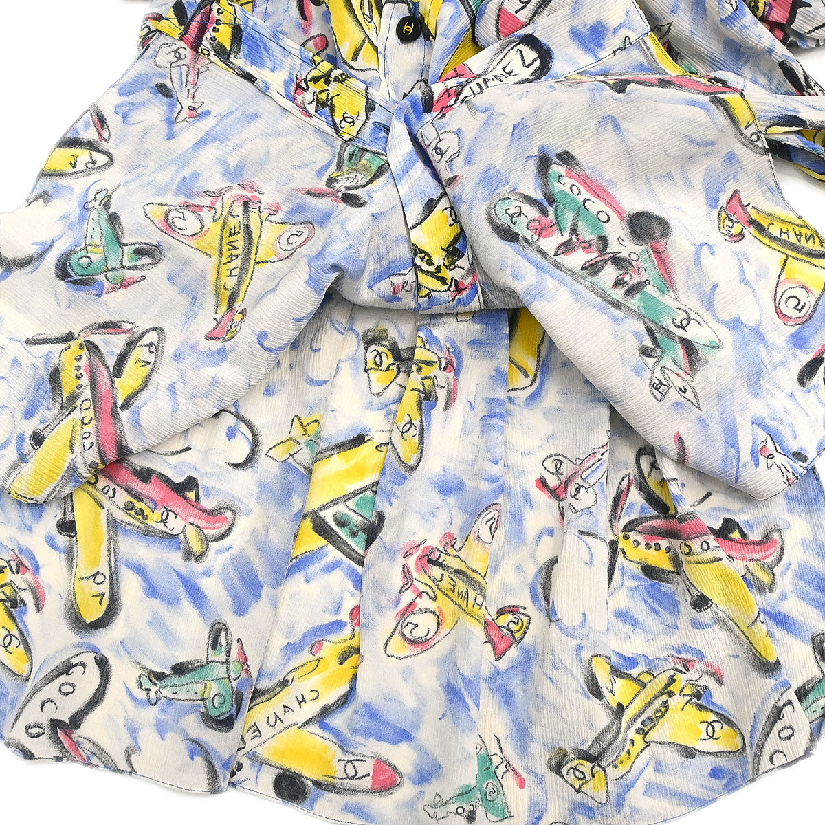 Chanel 1994SS Airplane Print Silk Shirt