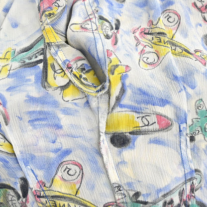 Chanel 1994SS Airplane Print Silk Shirt