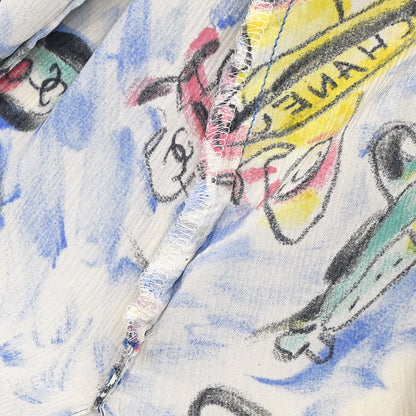 Chanel 1994SS Airplane Print Silk Shirt