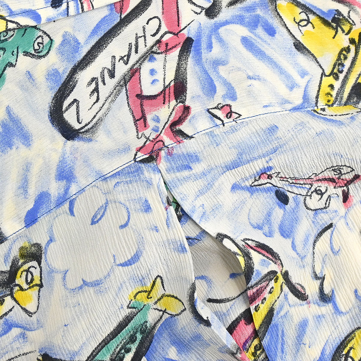 Chanel 1994SS Airplane Print Silk Shirt