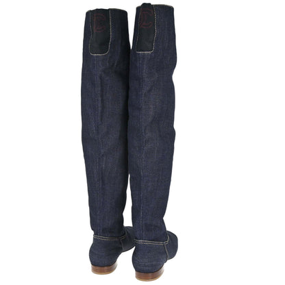 Chanel * Boots Shoes Denim Indigo Shoes #38 1/2