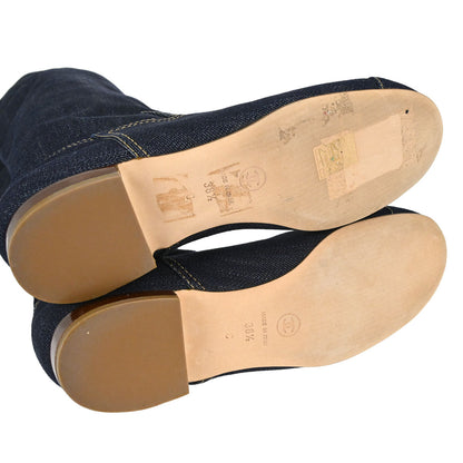 Chanel * Boots Shoes Denim Indigo Shoes #38 1/2