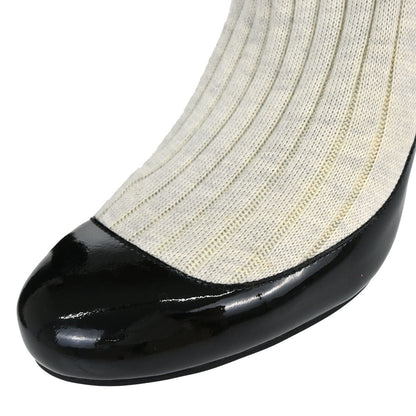 Chanel * Sock Boots Shoes Black Light Gray Shoes #38 1/2