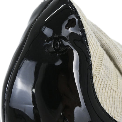 Chanel * Sock Boots Shoes Black Light Gray Shoes #38 1/2