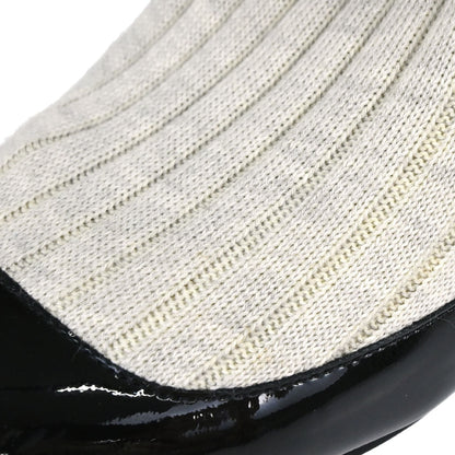 Chanel * Sock Boots Shoes Black Light Gray Shoes #38 1/2