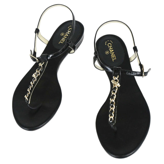Chanel * Sandals Shoes Black Shoes #36 1/2
